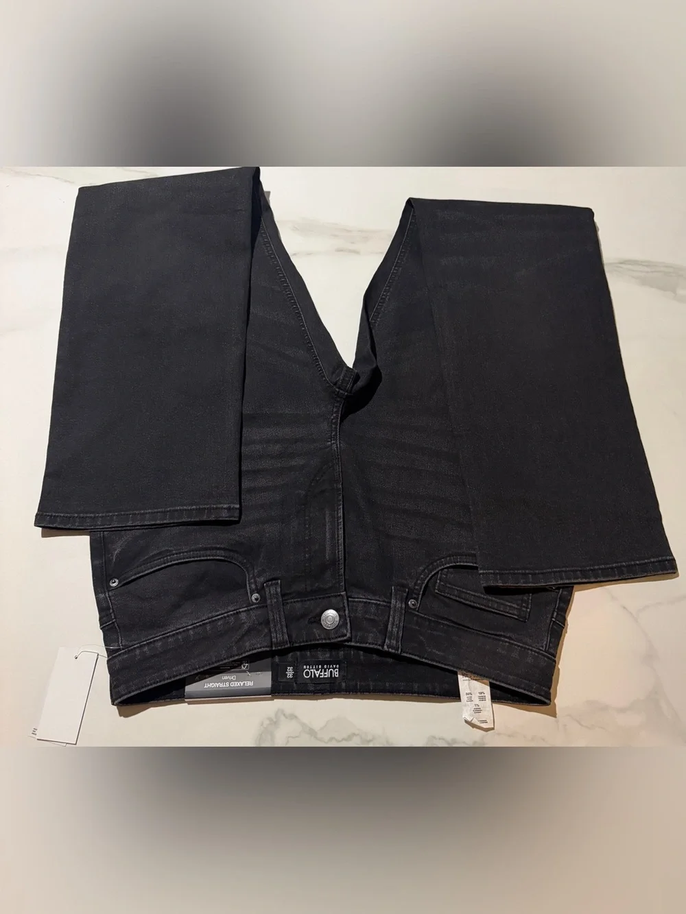 Buffalo David Bitton Men's Slim Straight Jeans in Black Sanded - Size 32X32